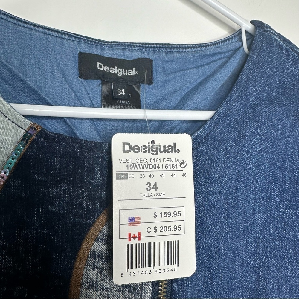 NWT Desigual Blue Denim Short Sleeve Mini Jean Dress Size 34 US 4 - Picture 8 of 16